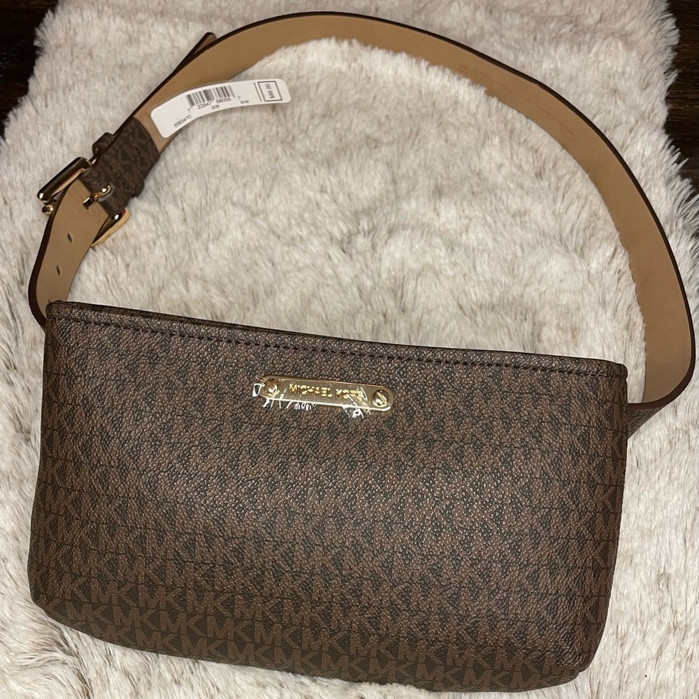 Michael Kors multi use belt bag or crossover. Brown with gold tone hardware